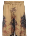 Laneus Viscose Bermuda Shorts With Palm Print In Green
