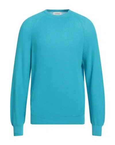 Laneus Man Sweater Azure Size 44 Cotton In Blue