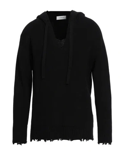 Laneus Man Sweater Black Size 40 Cotton