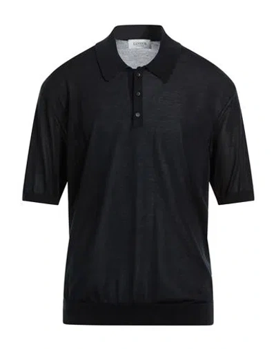 Laneus Man Sweater Navy Size 44 Lyocell In Black