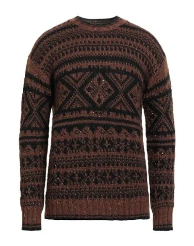 Laneus Man Sweater Brown Size 36 Polyamide, Alpaca Wool, Virgin Wool, Polyester In Black