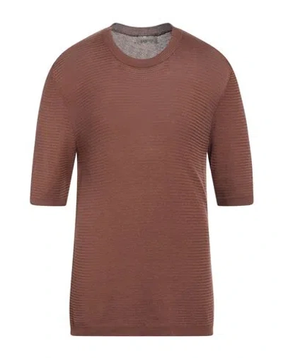 Laneus Man Sweater Brown Size 38 Bemberg
