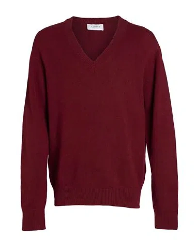 Laneus Man Sweater Burgundy Size 44 Merino Wool, Cashmere