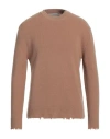 Laneus Man Sweater Camel Size 42 Merino Wool In Beige