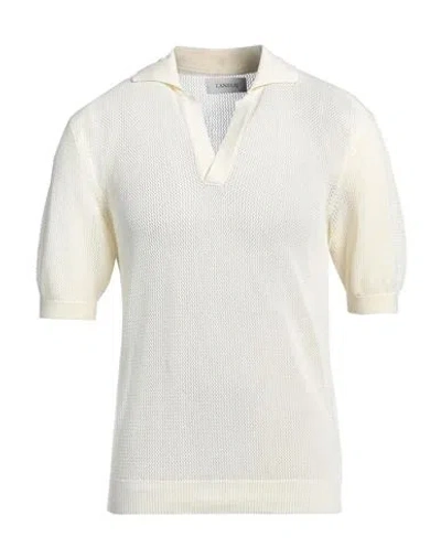 Laneus Man Sweater Cream Size 36 Cotton In White