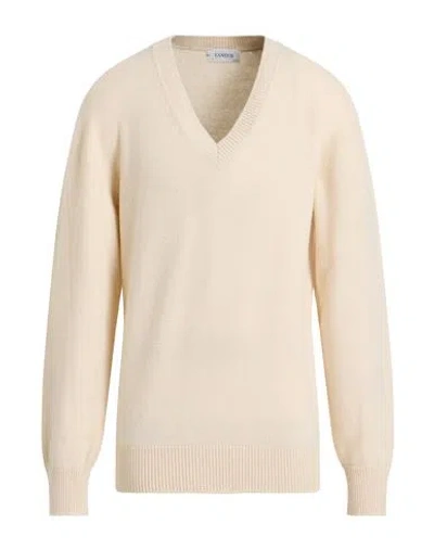 Laneus Man Sweater Cream Size 42 Merino Wool, Cashmere In Neutral