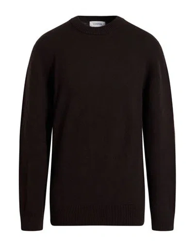 Laneus Man Sweater Dark Brown Size 42 Merino Wool, Cashmere In Brown