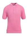 Laneus Ribbed Texture Polo Shirts In Pink