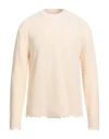 Laneus Man Sweater Ivory Size 40 Virgin Wool In Neutral
