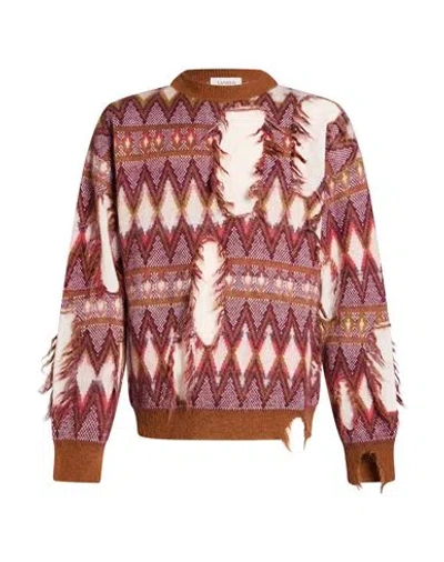 Laneus Man Sweater Mauve Size 42 Wool, Mohair Wool, Polyamide, Acetate In Purple