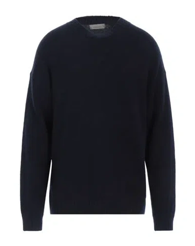 Laneus Man Sweater Midnight Blue Size 44 Cashmere, Silk, Polyester In Black