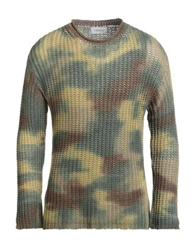 Laneus Man Sweater Military Green Size 40 Cotton