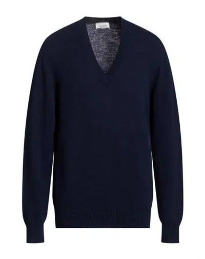 Laneus Man Sweater Navy Size 42 Merino Wool, Cashmere In Blue
