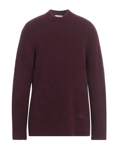 Laneus Man Sweater Plum Size 44 Baby Alpaca Wool, Polyamide, Virgin Wool In Burgundy