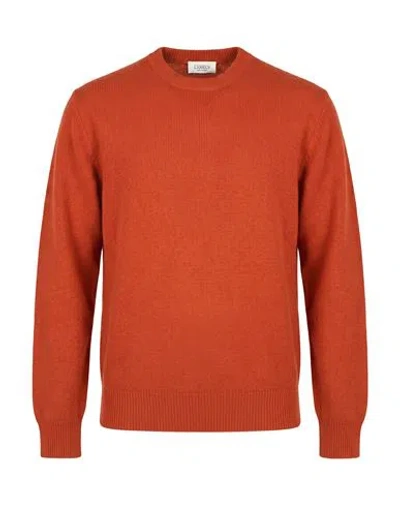 Laneus Man Sweater Rust Size 36 Merino Wool, Cashmere In Red