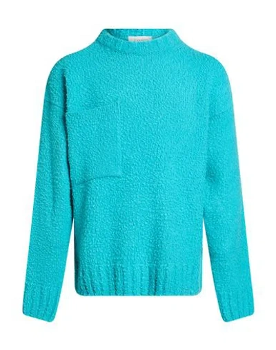 Laneus Man Sweater Turquoise Size 38 Merino Wool In Multi