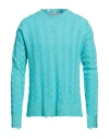Laneus Man Sweater Turquoise Size 38 Merino Wool, Cashmere In Blue