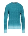 Laneus Man Sweater Turquoise Size 40 Wool, Cashmere In Blue