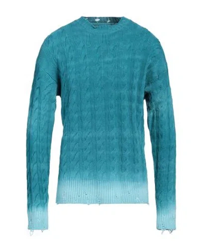 Laneus Man Sweater Turquoise Size 40 Wool, Cashmere In Blue