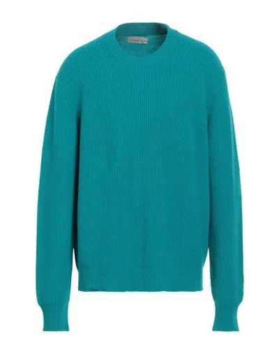 Laneus Man Sweater Turquoise Size 42 Wool, Cashmere In Blue