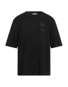 Laneus Palm Logo-embroidered Cotton T-shirt In Black