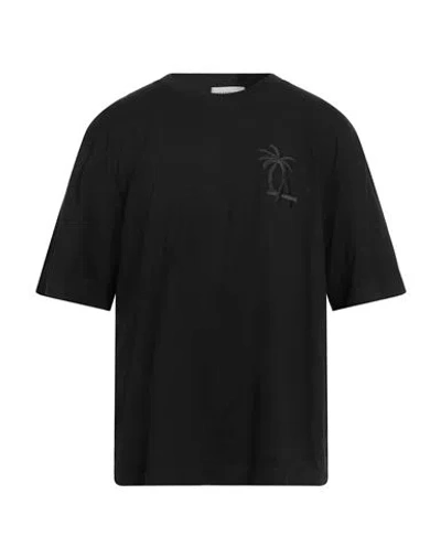Laneus Palm Logo-embroidered Cotton T-shirt In Black