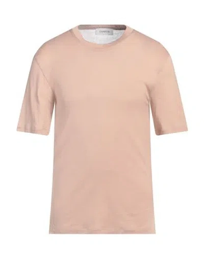 Laneus Man T-shirt Light Brown Size 40 Cotton