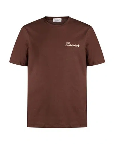 Laneus Man T-shirt Chocolate Brown Size L Cotton