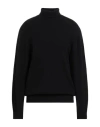 Laneus Man Turtleneck Black Size 42 Merino Wool, Cashmere In Black