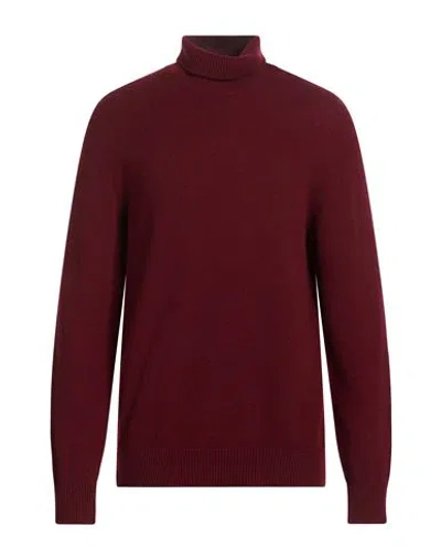 Laneus Man Turtleneck Burgundy Size 38 Merino Wool, Cashmere In Red