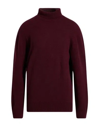 Laneus Man Turtleneck Burgundy Size 42 Merino Wool, Cashmere In Red