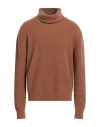 Laneus Man Turtleneck Camel Size 40 Wool, Cashmere In Beige