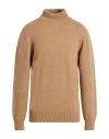 Laneus Man Turtleneck Camel Size 44 Merino Wool, Cashmere In Brown
