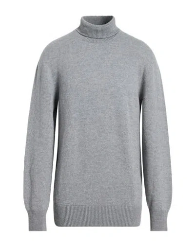 Laneus Man Turtleneck Grey Size 44 Merino Wool, Cashmere In Gray