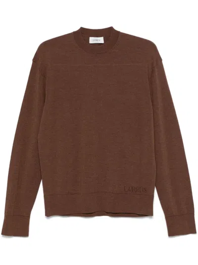 Laneus Mélange-effect Sweater In Brown