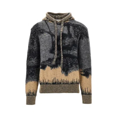 Laneus Mohair-blend Sweatshirt With Jacquard Motif In Multicolor