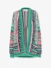 Laneus Open-front Patterned Cardigan In Multi