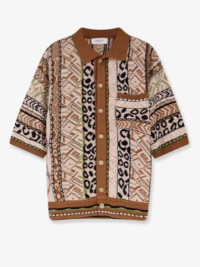Laneus Multicolor Knitted Shirt In Blue