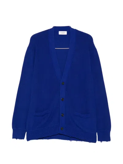 Laneus Notched-pocket Cardigan In Blue
