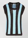 Laneus Open Knit Sleeveless Striped Vest