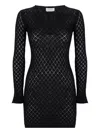 Laneus Open-knit V-neck Mini Dress In Black