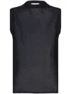 Laneus Net Knitted Tank In Black