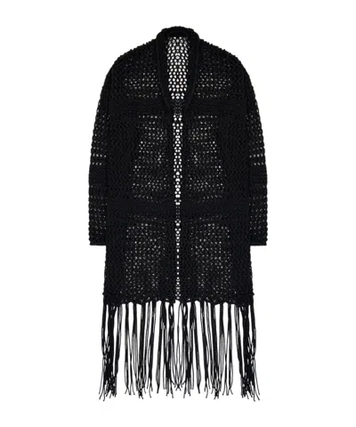 LANEUS LANEUS LONG CROCHET FRINGES CARDIGAN
