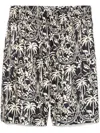 Laneus Black Graphic Print Bermuda Shorts