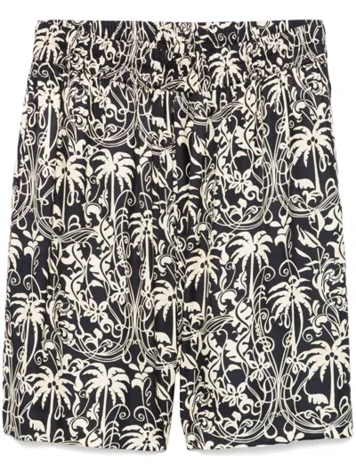 Laneus Palm Leaf Print Bermuda Shorts In Grey