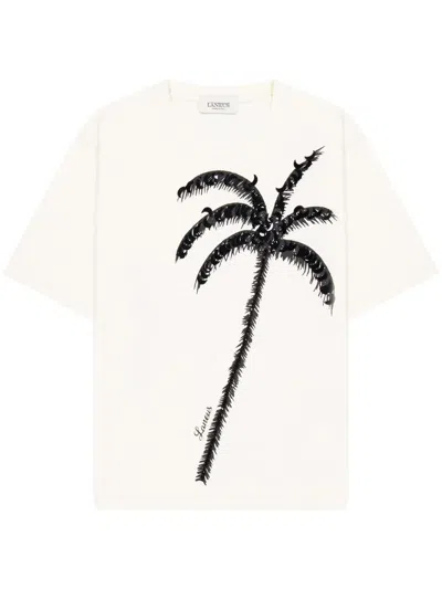 Laneus Palm-print T-shirt In White