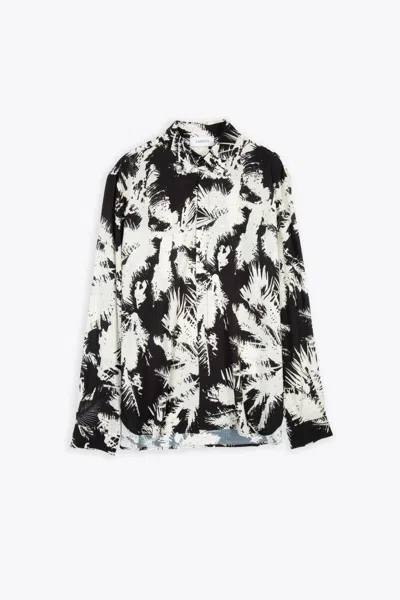 Laneus Abstract-print Notched-collar Shirt In White