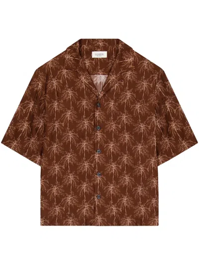 Laneus Palm-trees Shirt In Brown