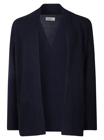 Laneus Patched Pocket Knit Cape In Blu Navy