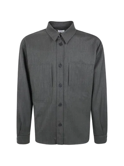 Laneus Patch-pocket Wool Shirt In 그레이